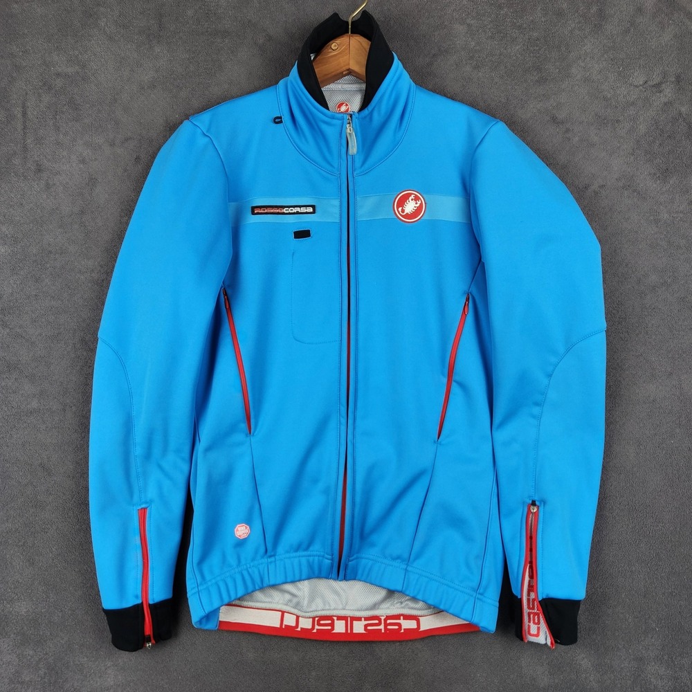 Castelli Espresso Due Rosso Corsa Cycling Jacket Mens Small Blue‎ Windstopper